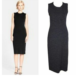 Theory Koldeen O Noble Wool Knit Midi Dress - Black / White Pinstripe